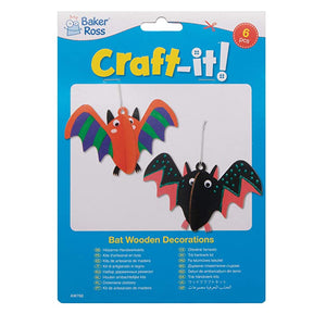 Wooden 3D Bat Decorations (Pack of 6)