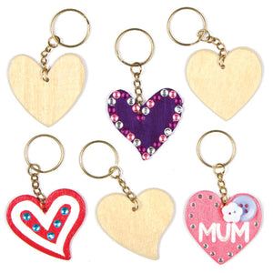 Wooden Heart Keyrings (Pack of 8)