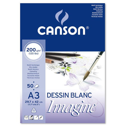 CANSON IMAGINE WHITE DESIGN PAD A3 200GSM