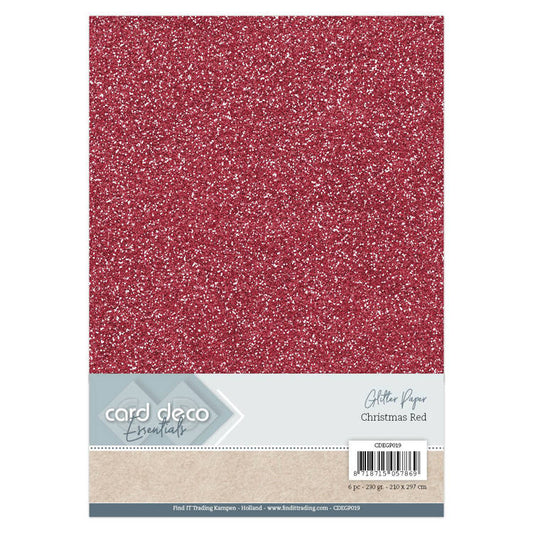 Essentials Glitter Paper Xmas Red