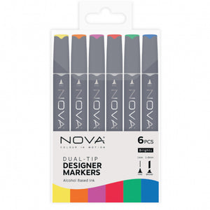 Nova Designer Markers - Rainbow - 6 Pack