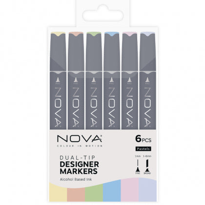 Nova Designer Markers - Pastels - 6 Pack