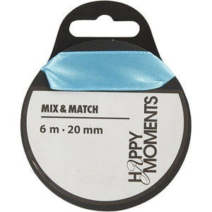 Satin Ribbon, W: 20 mm, Light Blue, 6 M, 1 Roll