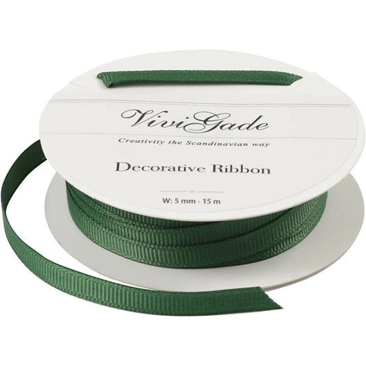 Decoration Ribbon, green, W: 6 mm, 15 m/ 1 roll