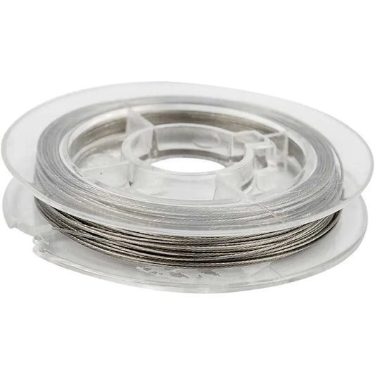 Beading Wire, Silver, Thickness 0,38 Mm, 10 M/ 1 Roll