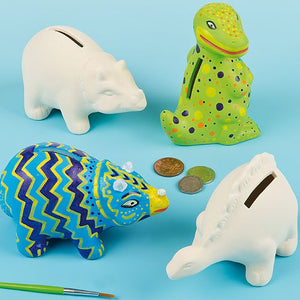 Dinosaur Ceramic Coin Banks (Box of 3)