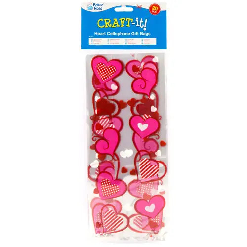 Hearts Cellophane Gift Bags (Pack of 20)