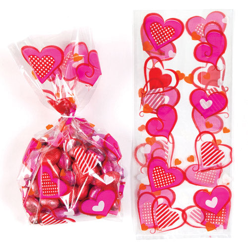 Hearts Cellophane Gift Bags (Pack of 20)