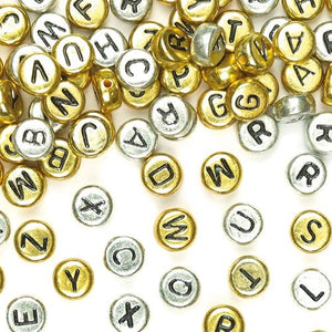 GOLD & SILVER ALPHABET BEADS PK.400
