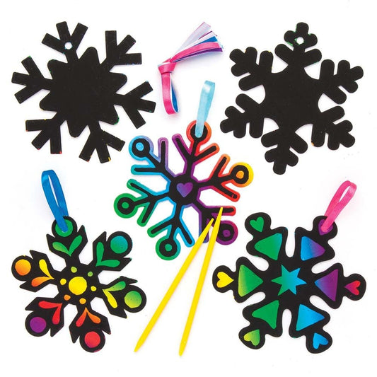 Snowflake Scratch Art Decorations (Pack of 10)