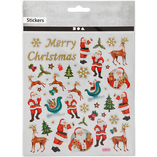 Stickers, Father Christmas and reindeer, 15x16,5 cm