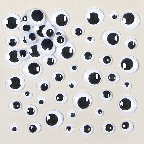 BLACK & WHITE S/A WIGGLE EYES PK.100