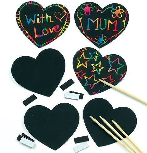 Heart Scratch Art Magnets (Pack of 10)