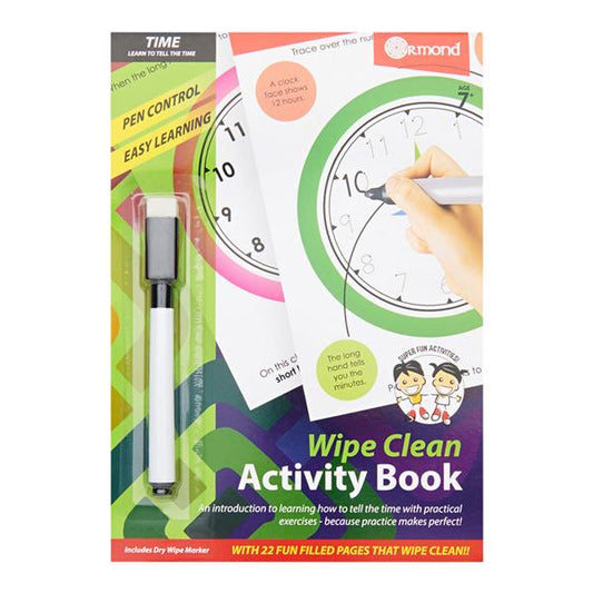Ormond A5 Wipe Clean Activity Book W/pen - Time
