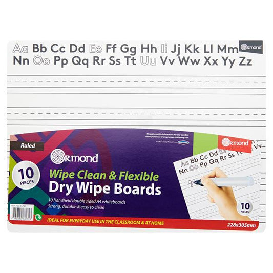 Ormond Pkt.10 228x305mm Dry Wipe Boards - Letters