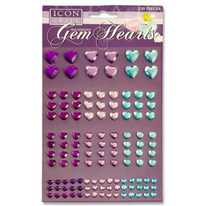 120 Self Adhesive Gem Hearts