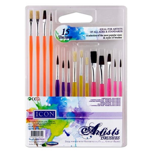Icon Pkt.15 Asst Artists Brushes