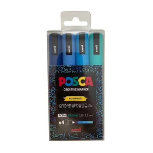 Posca 5m bullet tip wallet 4 Blues