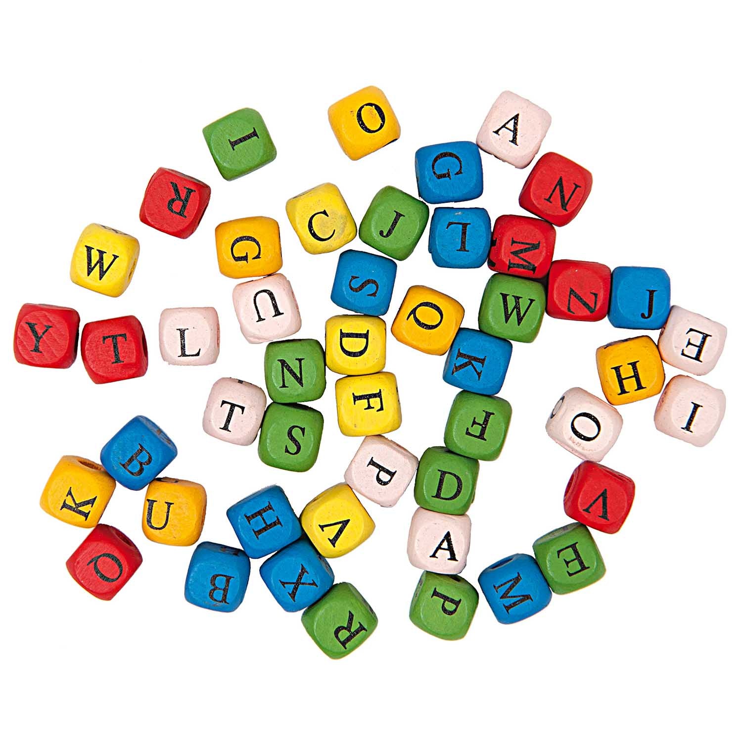Wooden Cube Letters Multicolored - 60 pieces