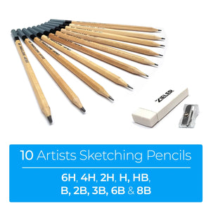 Zieler Artists Pencil Sketching Set (12 Piece Set)