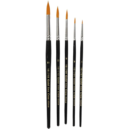 Gold Line Brushes, size 1-18, W: 2-7 mm, 5 pcs