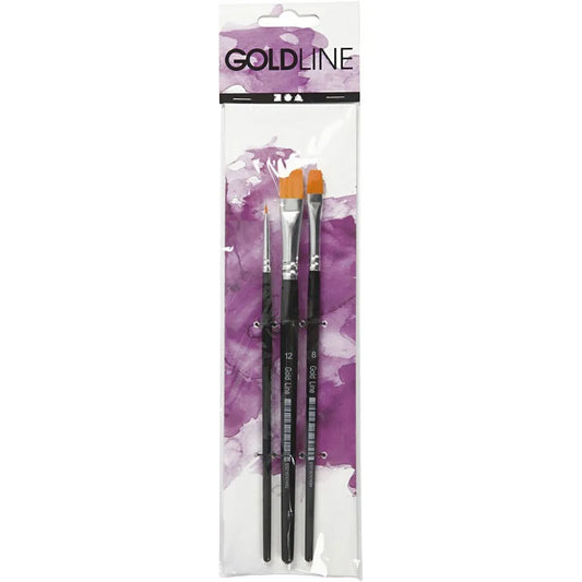 Gold Line Brushes, size 2+8+12, W: 3+9+12 mm, 3 pc