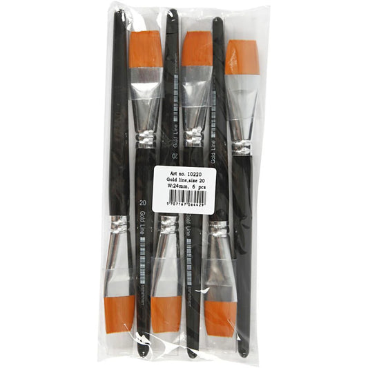 Gold Line Nylon No.20 Brushes - 21cm Flat (6 Pack)