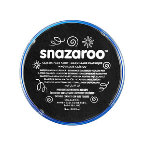 Snazaroo face paint container with black lid and blue rim on a white background
