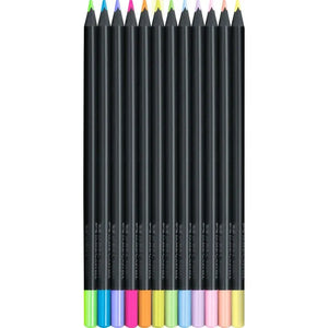 Faber Castell Black Edition Colour Pencils  - Neon & Pastel (12 Pack)