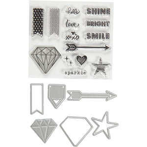 Clear stamps, embossing and cutting dies