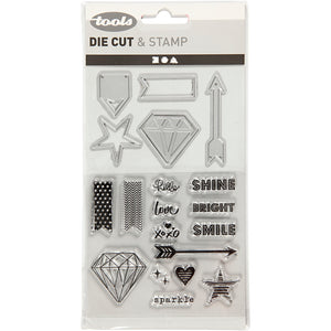 Clear stamps, embossing and cutting dies
