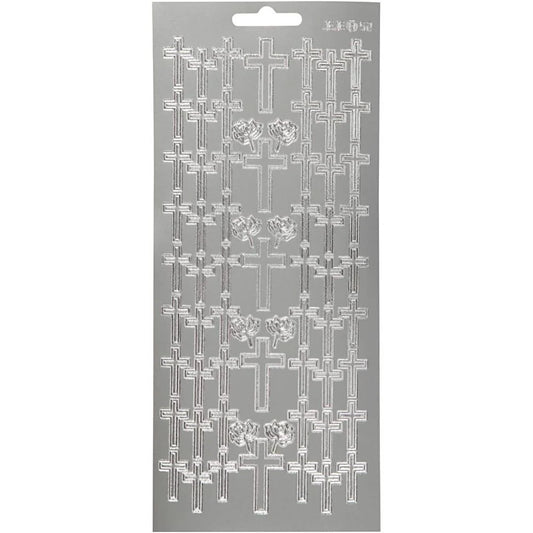 Sticker Sheet - Silver Crosses (10x23cm)