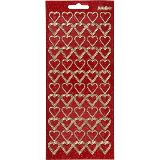 Stickers Gold & Red glitter, hearts