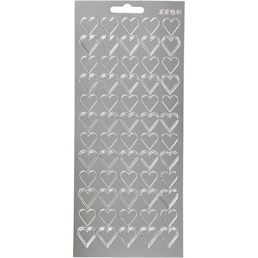 Sticker Sheet - Silver Hearts (10x23cm)