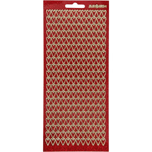 Glitter Sticker Sheet - Red and Gold Hearts (1 Sheet)