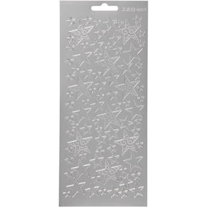 Sticker Sheet - Silver Stars (10x23cm)