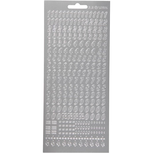 Sticker Sheet - Silver Numbers (10x23cm)