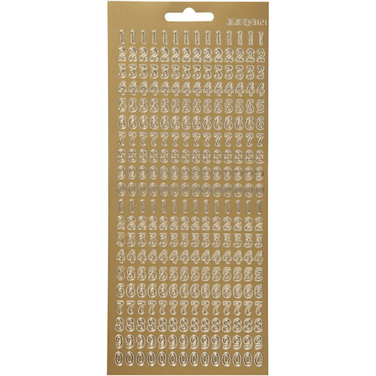 Sticker Sheets 10x23 cm - Gold Numbers