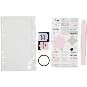 Plastic pouch with accessories, A5 14x21.5 cm, 1 p