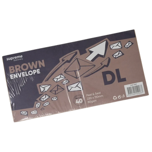 Supreme Stationery DL Envelopes - Brown (40 Pack)