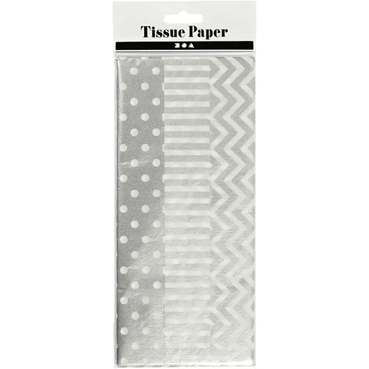 Tissue Paper, silver, 50x70 cm, 17 g, 6 sheet/ 1 p