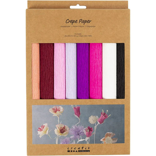 Crepe Paper 25x60cm - Purple/Pink (8 Sheets)