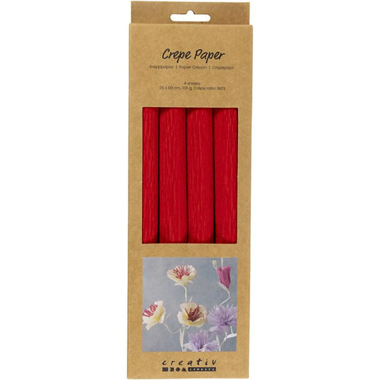 Crepe Paper - Red 25x60cm (4 Sheets)