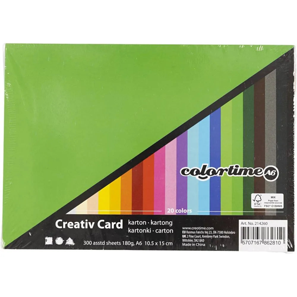Creative Card A6 180g Assorted Colours (120 Pack)