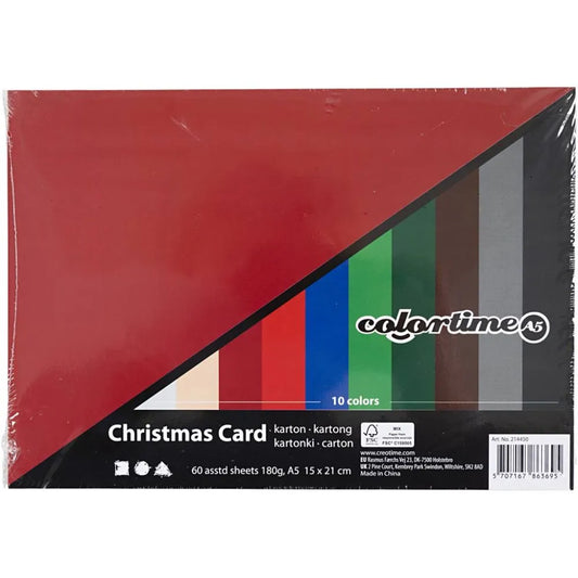 Christmas Card, assorted colours, A5, 150x210 mm (pack of 60)