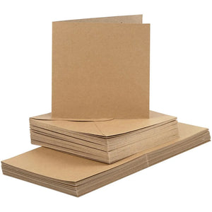 Cards and Envelopes Card Size 15x15cm Envelope 120+240g - Natural (Set of 50)