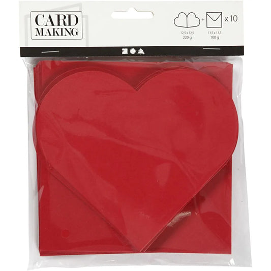 Heart-Shaped Cards - Red (10 Set)