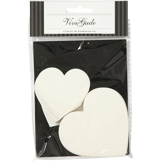 Hearts, size 6+8.5 cm, 240 g, 50 pcs, white