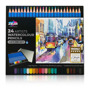 24 Premium Watercolour Pencils Tin Set