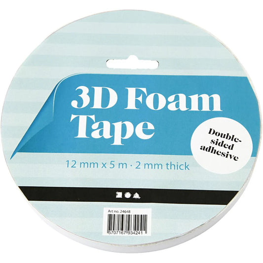 Roll of 3D Foam Tape - W: 12mm (5m Double Sided)